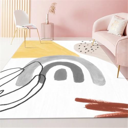 Tapis lavable antidérapant de grand format 160x230 motif abstrait blanc - 2