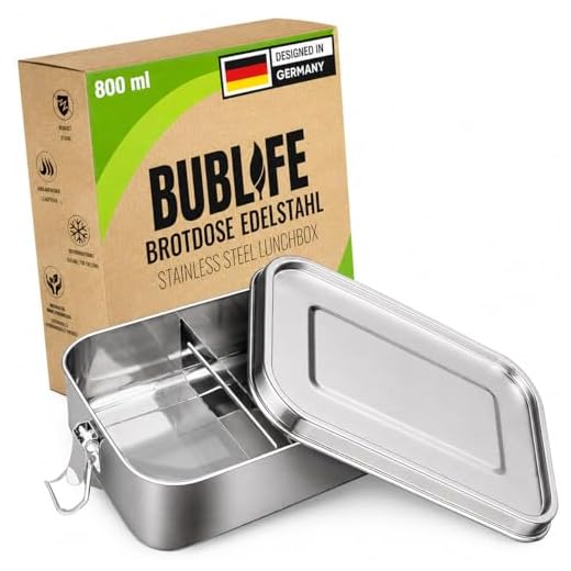 Bublife Brotdose Edelstahl mit Fächern Lunchbox - 800ml - Kinder & Erwachsene