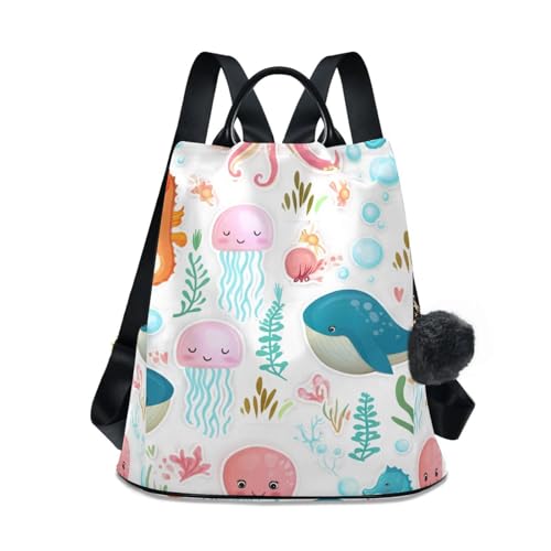 Sac à dos voyage antivol femme créatures marines - Stop aux pickpockets