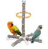 Bird Perch Stand Toy, Interactive Spinning Bird Toys, Wooden Parrot Perch,Bird Cage Perch Toy for Parakeets, Budgies, Lovebirds Cockatiel