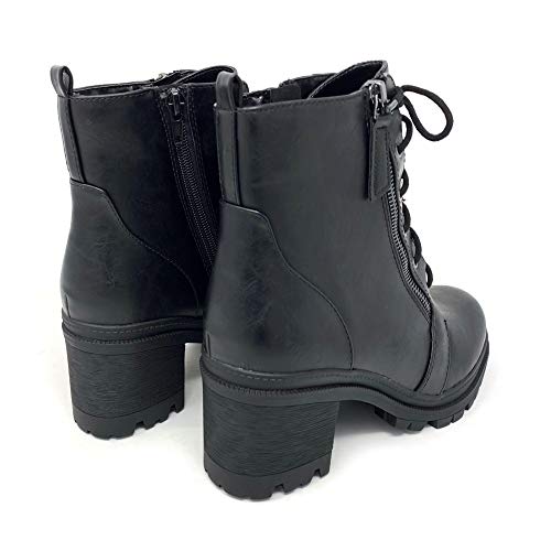 Image of Soda Indiana Women's Faux Leather Lace Up High Chunky Heel Ankle Booties
