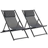 Outsunny Conjunto de 2 Tumbonas Plegables de Aluminio 60x100x85 cm Gris