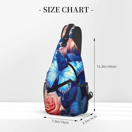 Bolso Sling Unisex Negro con Diseño de Mariposas miniatura 2
