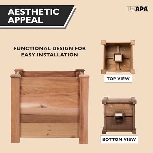 Ilyapa No Dig Mailbox Post Planter Box - 16x16x14 Inch Cedar for Free Standing Mailboxes Outside - Works with existing In-Ground or Mail Box Post by Ilyapa - Image 6