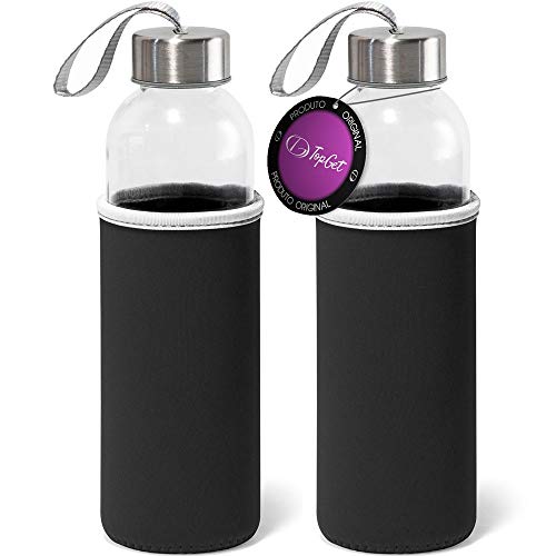 Kit 2x Garrafa de Vidro 520 ml Soft TopGet Preto