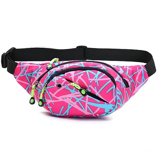 80s 90s Fanny Pack for Women Men Retro Cool Design Crossbody Bag Adjustable Belt Bum Chest Waist Bag Hip Pouch for Running Hiking Beach Travel Concert (Pink)