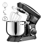 Robot Pâtissier Vezzio Robot Cuisine Multifonctions 8.5L Robot Pâtissier 6 Vitesses Robot Pétrin Professionnel Faible Bruit vec Crochet Pétrin,Batteur plat,Fouet à Fils (Noir)