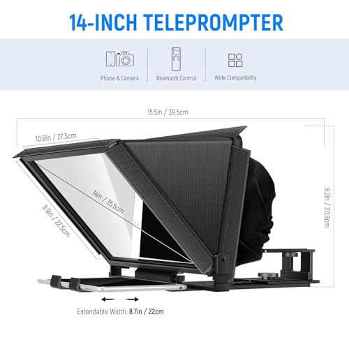 image for NEEWER X12 14 inch Aluminum Alloy Teleprompter for iPad Tablet Smartph