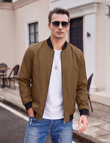Image of TACVASEN Men's Lightweight Jacket Spring Bomber Fall Windbreaker Casual Stylish Coats with Pockets