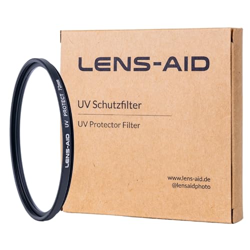 Lens Aid Filtro UV 72mm   Filtro de lente con cristal Schott B270   Filtro protector ultravioleta con nanorrevestimiento 18x contra arañazos, polvo, arena   efecto loto (repelente al aceite y al agua)