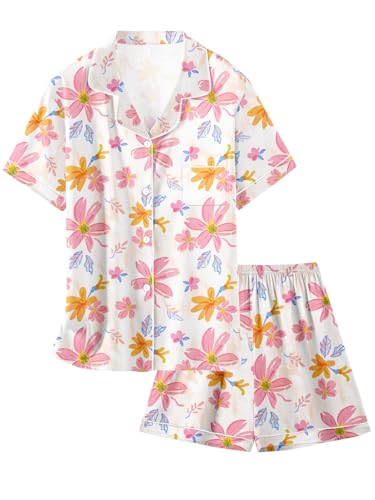 Image of Girls & Womens Satin Pajamas Set, Silk Button-Down Sleepwear 2 Piece Nightwear, 3 Years - Women XXL