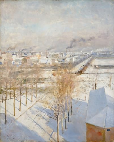 Affiche Paris sous la neige Albert Edelfelt impression sur toile de décoration murale 60x90cm