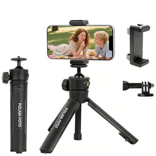 Image of POLAM-FOTO Selfie Stick Tripod Stand for Phone with 360 Ball Head | One-Click Pop-Up design, portable and foldable for selfies, travel, vlogging and stable multi-angle shooting.