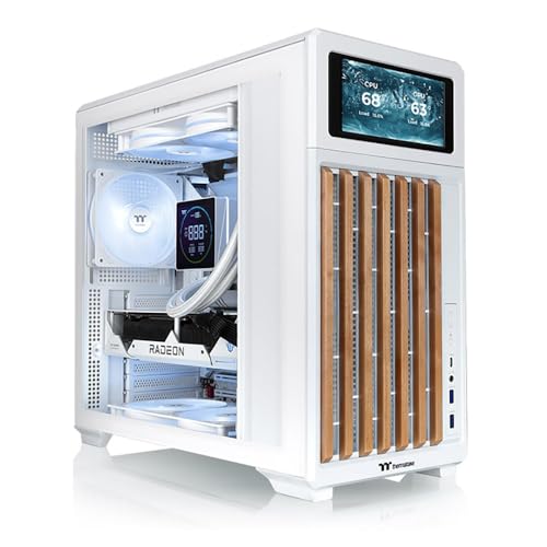 Image of Thermaltake TR300 WS; Wood Trim; Mid Tower; 1x120mm PWM Fan Included; ATX /mATX /mITX Support; 360mm Radiator Support; 410mm GPU Clearance; 165mm Air Cooler Clearance; Snow; CA-11M-00M6WN-WS