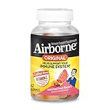 Airborne Vitamin C 750mg (per Serving) Assorted Fruit Flavored Gummies (42 Count in a Bottle), Gluten-Free Immune Support Supplement with Vitamins A C E, Selenium, Echinacea & Ginger
