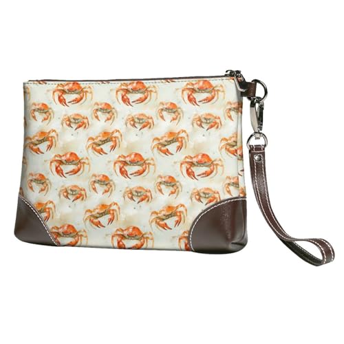 Portefeuille portable en cuir avec dragonne et petit sac à main crabe