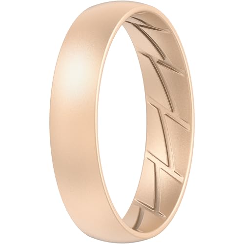 Image of ThunderFit Silicone Rings Wedding Bands for Men & Women, Unisex Rubber Engagement Bands - 1 & 4 Variety Multipack