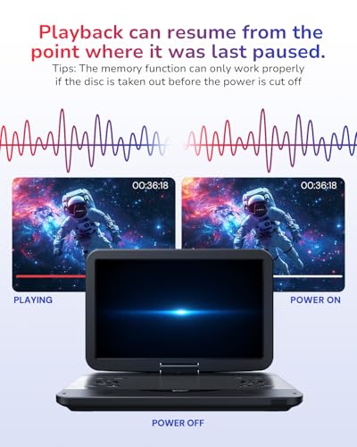 GOnavidio Reproductor de DVD Blu Ray portátil de 17.6 pulgadas con pantalla grande de 15.4 pulgadas, entrada y salida HDMI, pantalla de sincronización, batería recargable de 4000 mAh, video MP4 MKV - imagen 5