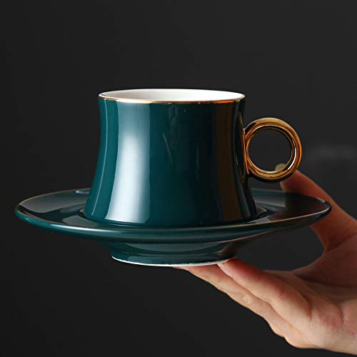 Tazas de Espresso Set de platillo de la taza de cerámica Conjunto de taza de té de porcelana Conjunto de platillos de… - Imagen 6