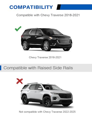 Image of Wonderdriver Lockable 300lbs Roof Rack Cross Bars Compatible with Chevy Chevrolet Traverse 2018 2019 2020 2021,All-Metal Aluminum Heavy Duty Roof Rails Crossbars Cargo Canoe Black Rooftop Luggage.