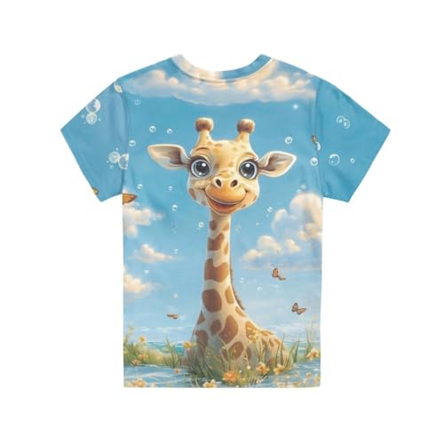 Image of Xhuibop Giraffe Shirts for Boys 13-14 Funny Graphic Crewneck Sweatshirts Unisex Short Sleeve T Shirts for Teens Breathable Tshirts Shirt Basic Casual Tops Comfortable Summer Outfits for Travel