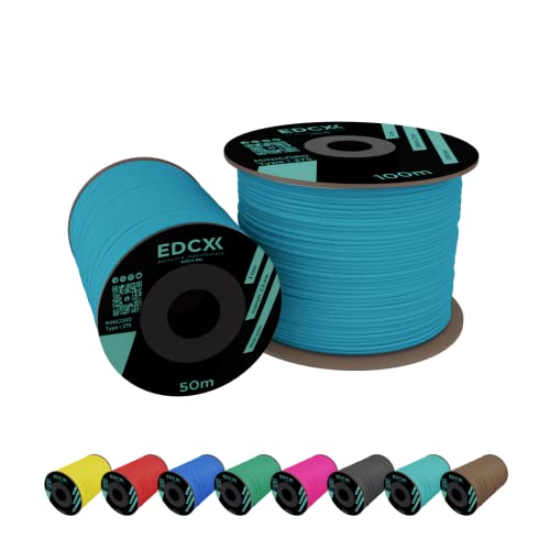 EdcX 2 mm Nylon Paracord 275 (15, 30, 50 and 100 m)- 100% Nylon rope, 3-Strand cord, Nylon cord 2 mm in Many Colours (Ice Mint, 50 m)