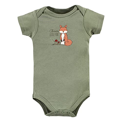 Image of Hudson Baby Unisex Baby Cotton Bodysuits, Forest Deer 5-Pack, 9-12 Months