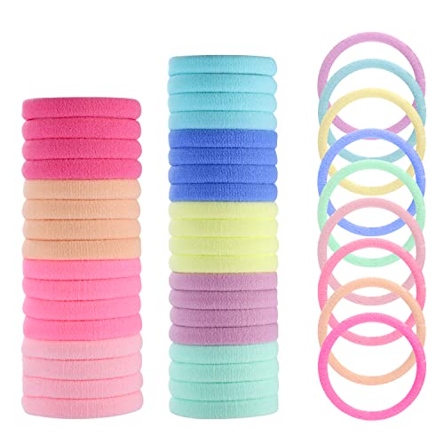 100 Pcs Elastique Cheveux, 4,3cm Elastique Cheveux Femme sans Couture Multicolore Chouchou Cheveux Fille Femmes pour Queue de Cheval Enfants Bébé Cover