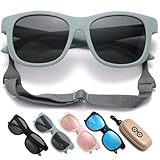 D Lolylad Baby Sonnenbrille 0-3 Jahre, Polarisierte Sonnenbrille Kleinkind fur Jungen Mädchen mit Riemen (Blau)