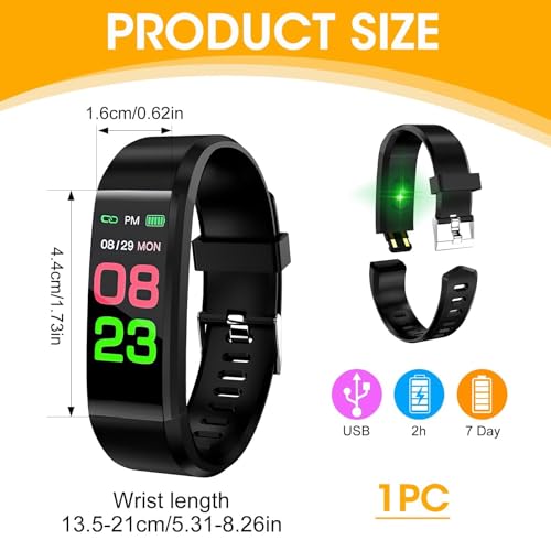 Fitness Tracker Activity Tracker with Heart Rate Sleep Monitor Smart Watch with Step Calories Counter Pedometer Blood Oxygen IP67 Waterproof with 14 Sports Mode Plug Into Computer for Charging - Image 2