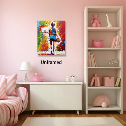 Image of Frimeeme Basketball Canvas Wall Art, 4pcs 8x10in Unframed