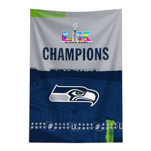 Northwest NFL Super Bowl 2026 Seattle Seahawks Champs Ferry Tapestry Wall Hanging, 24 x 36 in