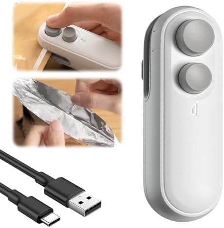 Mini Bag Sealer with Cutter and Magnet, 2026 Portable Rechargeabl...