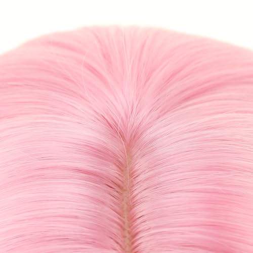 Image of PATTNIUM Girls Pink Ombre Yellow Wig with Bangs Kids Short Wavy Curly Wig Pink and Yellow Bob Wigs Synthetic Halloween Costume Cosplay Party Wigs