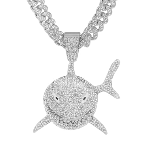 GuoShuang Cuban Link Chain for Men Women with Pendant,miami Ice Out Diamond Cuban Link Necklace Hip Hop Jewelry