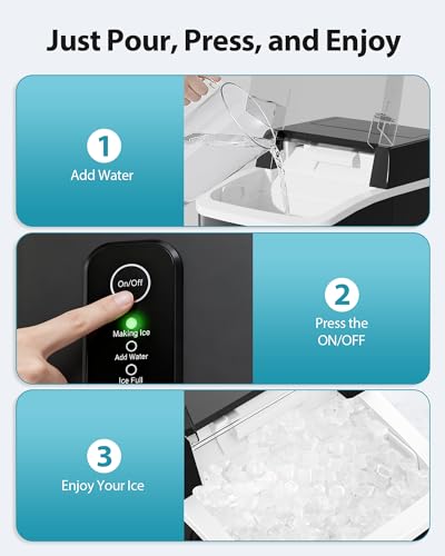 Image of Aeitto Nugget Ice Maker Countertop, 42lbs /24H Ice Machine with 1.5L Water Tank, Rapid Ice Release in 6 Mins, Self-Cleaning Pebble Ice Maker with Basket and Scoop for Home Office RV and Party, Black