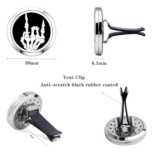 Image of 30mm Car Essential Oil Diffuser Vent Clips Air Freshener Vent Clip Aromatherapy Car Accessories 10 Felt Pads for Gift Women (Punk Rock Roll)