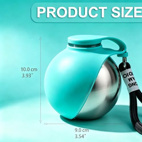 Image of Dog Water Bottle Portable, 2in1 Round Dog Water Bowl Stainless Steel 10oz