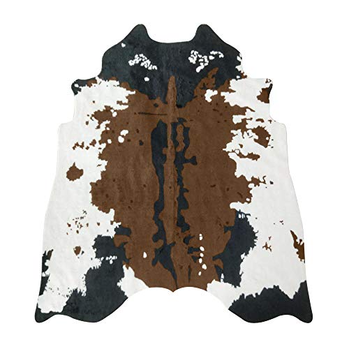 MustMat tapete de Piel de Vacuno marrón de 5.2 x 4.6 pies con Estampado de Vaca para Sala de Estar