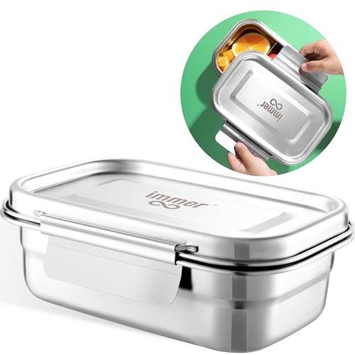 immer Lunch Box in Acciaio Inox EasyLock 800 ml – porta pranzo ermetico, senza plastica e BPA free, acciaio inox alimentare 18/8, lunch box sostenibile per scuola, ufficio e viaggio