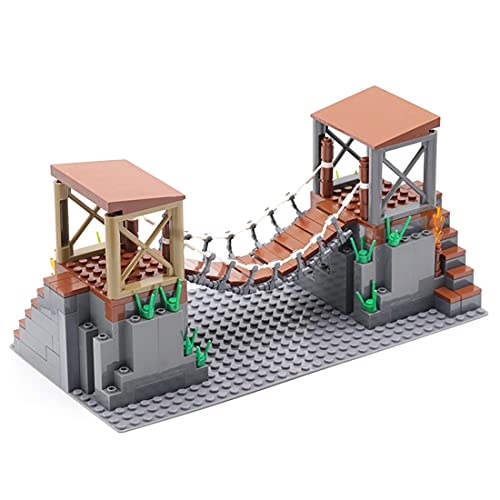 Xshion Militär Szene Baustein Haus Modell,WW2 Militär Hängebrücke Architektur Baustein Modell, Klemmbausteine Architektur Modellbausatz, Militär Soldaten Spielzeug Kompatibel mit Lego Mini Figuren Cover