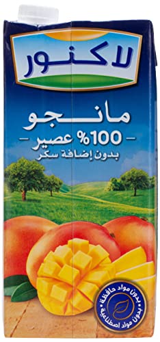 Lacnor Essentials Mango 100% Juice, No Added Sugar, 1L Pack of 4