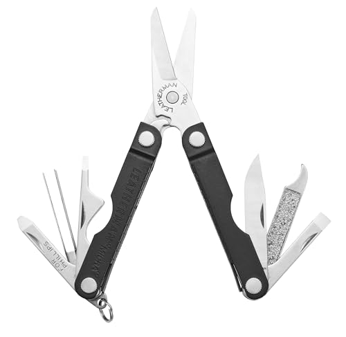Image of LEATHERMAN Micra Keychain Multi-Tool, Grooming Tools, Mini Knife, Jet Black