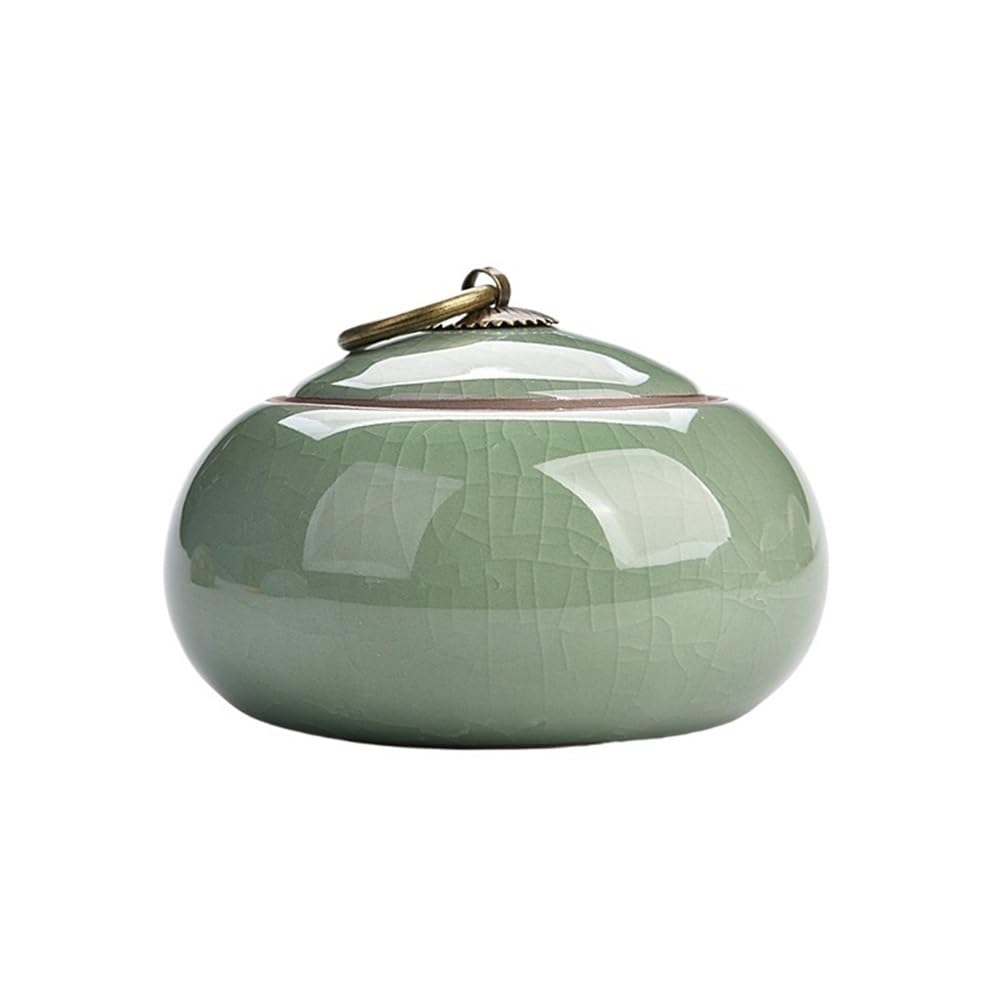Bx9rE7tK3g Kitchen Storage Jar Ceramic Sealed Tea Canister With Lid Countertop Storage Container For Sugar, Coffee Ceramic Tea Canister(Green)