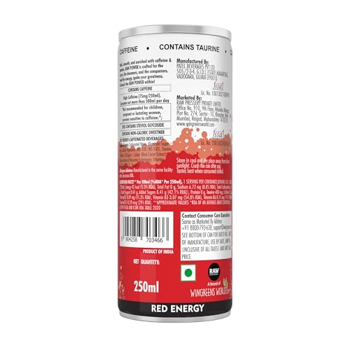 Image of RAW PRESSERY Power Energy drink-Red Energy 250 Ml(Pack of 6),Original Flavor