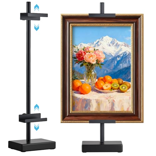 Rofio Adjustable Tabletop Easel Stand Picture Easel Stand up to 17 H Metal Picture Frame Holder for Artwork Photo Signs & Certificates (Black)