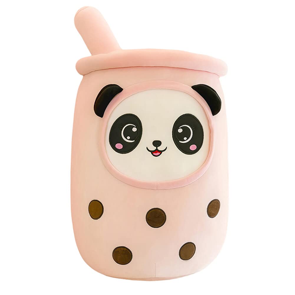JAWSEU Bubble Tea Plush Toy, Panda Plush Toy Animal Doll Cute Bubble Tea Plush Pillow Kawaii Plush Soft Milk Tea Cup Toys Cushion Gift for Kids Adults