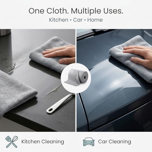 Image of Microfiber Cleaning Cloth Roll 20 Sheets | Reusable Washable Tear Away Cloth Towels | Kitchen & Car Cleaning Microfiber Roll 25x25 cm (Multi Color) Pack of 1