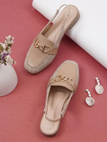 Image of TRYME Elegant Low Heel Mules for Women | Comfortable Slingback Shoes for Daily & Office Wear