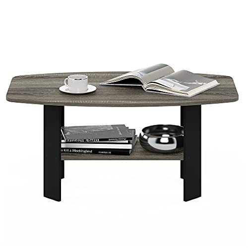 Furinno Simple Design Coffee Table, French Oak Grey/Black - Image 5